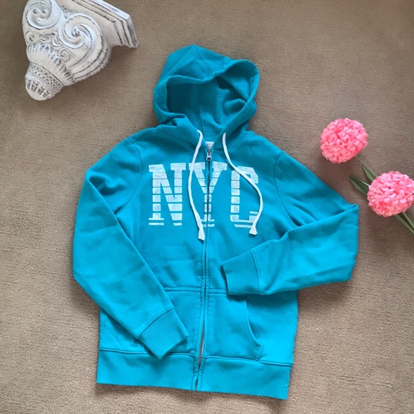 Old Navy Tops - ❌ SOLD ❌ OLD NAVY NYC Blue zip up hoodie Size Small